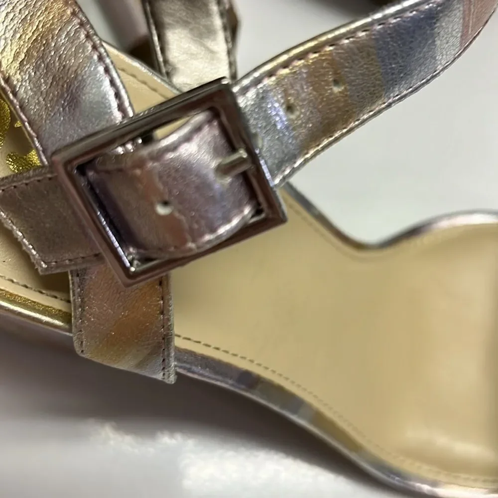 Circus by Sam Edelman Metallic Striped Strappy Adjustable Ankle Block Heels- 7.5